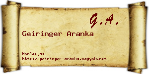 Geiringer Aranka névjegykártya